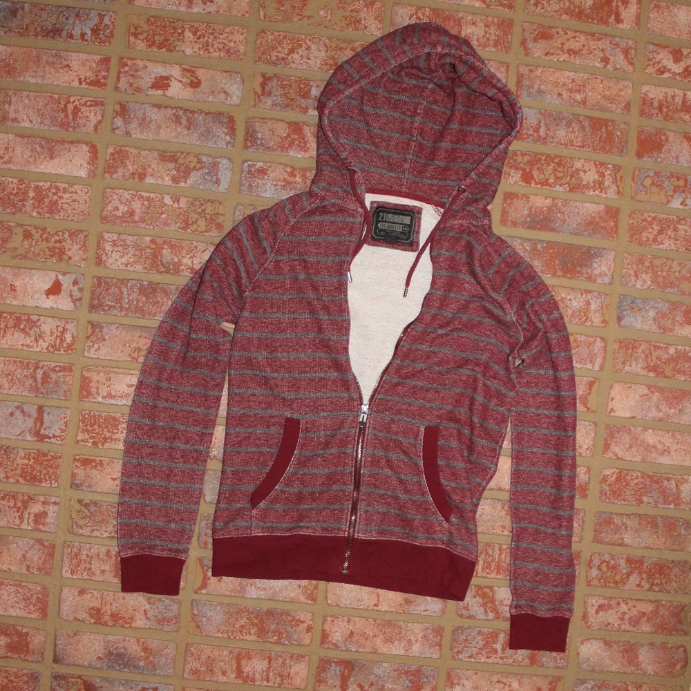 21 Men Los Angeles Hoodie Forever 21 Maroon/Stripe